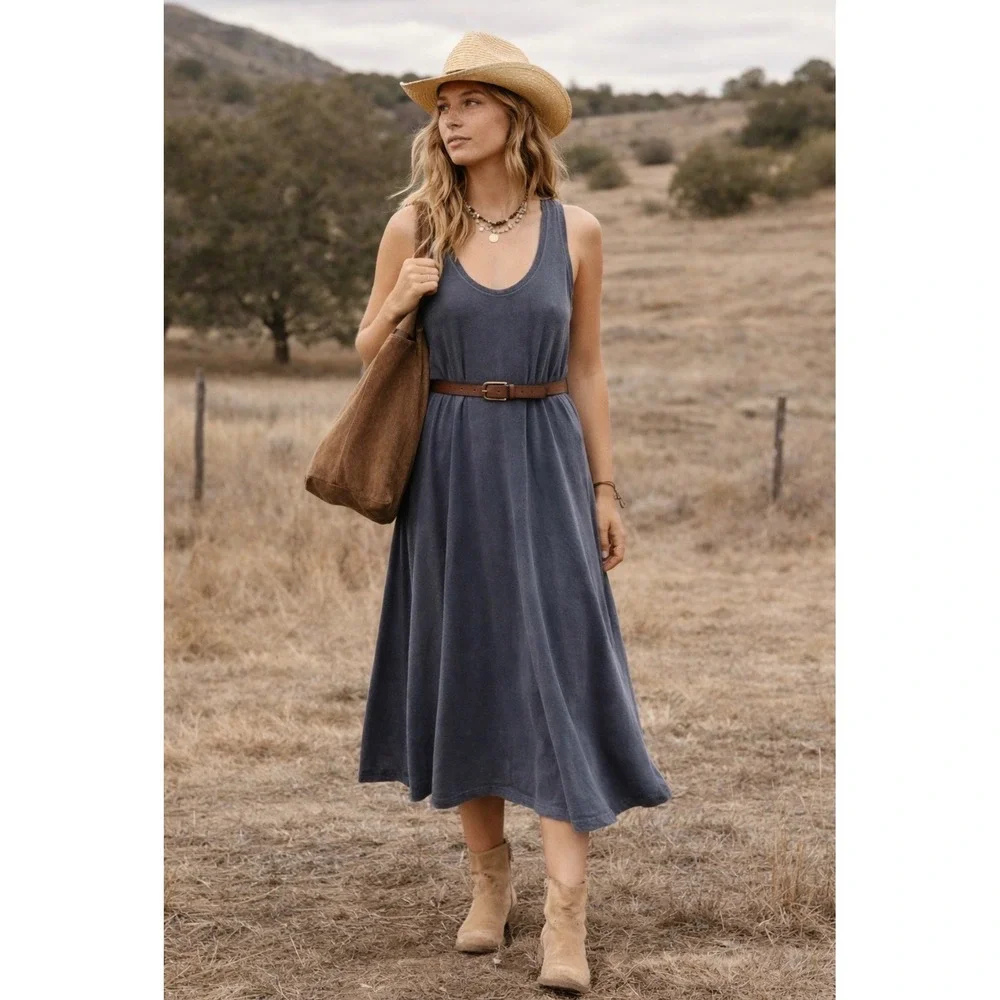 cotton jersey tank dress COTTON JERSEY PANEL TANK DRESS